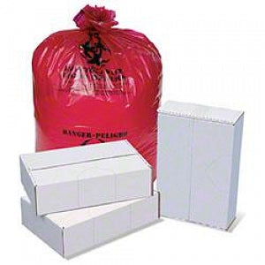 Inteplast Group High Density Isolation Bags - Extra Heavy Liner Bag, 17 Microns Thick, 33" x 40", Red - F4000XR