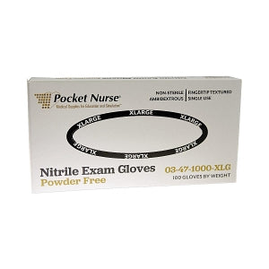 Pocket Nurse Nitrile Exam Gloves - Nonsterile Nitrile Exam Gloves, Blue, Size XL - 03-47-1000-XLG