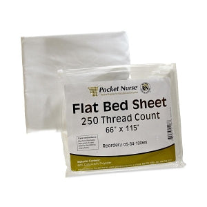 Pocket Nurse Flat Bed Sheets - SHEET, BED, FLAT, WHITE - 05-84-1006