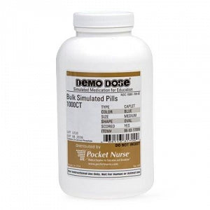 Pocket Nurse Demo Dose Simulated Tablets & Caplets - Oval Blue Tablets, Medium, Scored, 1000/Bottle, for Instructional Use Only, Not for Human or Animal Use - 06-93-1709