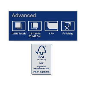 Essity Professional Tork PeakServe Continuous Hand Towels - Tork 105065 Advanced PeakServe Continuous Paper Hand Towel, 1-Ply, White, 7.91" W x 8.85" L, for Tork 552520 or 552528 - 105065