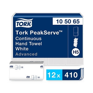 Essity Professional Tork PeakServe Continuous Hand Towels - Tork 105065 Advanced PeakServe Continuous Paper Hand Towel, 1-Ply, White, 7.91" W x 8.85" L, for Tork 552520 or 552528 - 105065