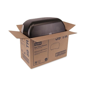 Essity Tork Twin Standard Roll Bath Tissue Dispensers - Tork 59TR Twin Bath Tissue Roll Dispenser, Plastic, Smoke, 8.25" H x 12.75" W x 5.57" D, for Tork TM6511S, TM6512, TM6120S, TM6130S, TM1602 - 59TR