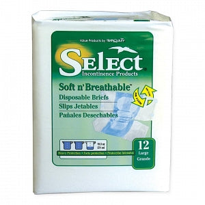 Principle Business Select Adult Disposable Incontinent Briefs - Select Soft N' Breathable Adult Disposable Incontinent Brief with Tab Closures, L - 2628