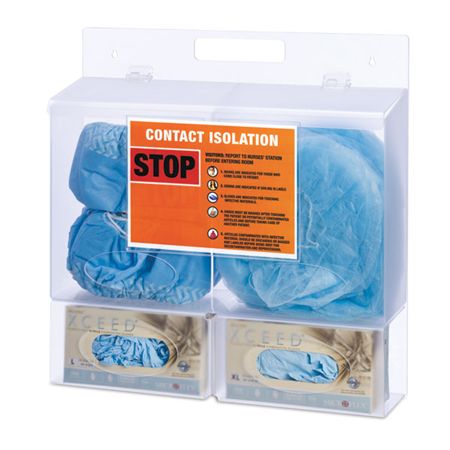 PPE Dispenser with Sign Holder Bulk PPE Dispenser with Sign Holder - 21.375"W x 4.75"D x 23"H