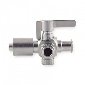 Cadence Science 3-Way Metal Stopcock - 3-Way Plated-Brass Stopcock with 2 Female Luer Lock and 1 Male Luer Lock, Animal Use Only - 6017IND