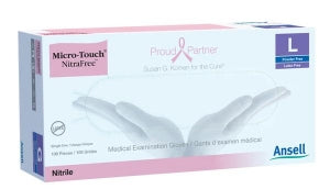 Ansell Micro-Touch NitraFree Exam Gloves - Micro-Touch NitraFree Powder-Free Nitrile Exam Gloves, Pink, Size M - 6034512