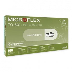 Ansell TQ-601 Soft White Nitrile Gloves - MICROFLEX Soft White Nitrile TQ-601 Exam Gloves, Size L - TQ-601-L