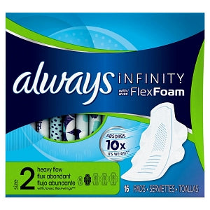 Procter & Gamble Always Infinity Size 2 Super Pads with Wings - Always Overnight Maxi Pad with Wings, Super Absorbency - 10037000117145