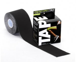 PerformTex Kinesiology Cotton Tapes - Kinesiology Cotton Tape, Black, 2" x 5 m - PT2505B