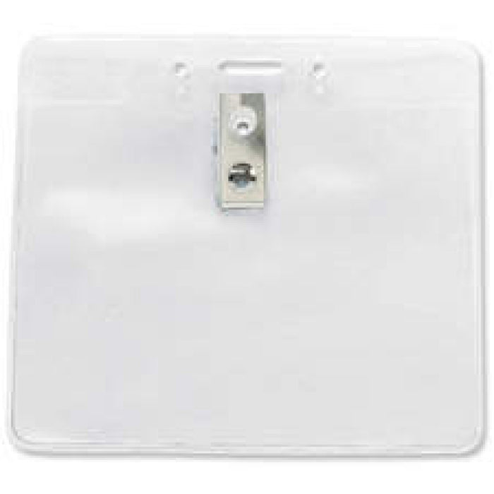 Badge Holder With Clip Vinyl 4" X 3" Clear 100 Per Package