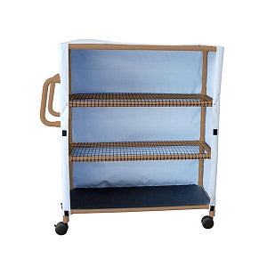 Mjm International Laundry Cart - Linen Cart, 3-Shelf, 125 lb./Shelf, Wood Tone - WT345T-3C