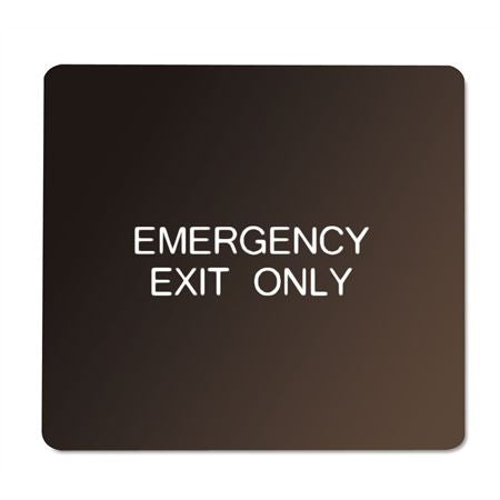 6" x 6" Pearl Grey on Dark Neutral Plaque with Rounded Corners EMERGENCY EXIT ONLY