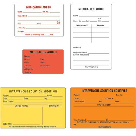 Medication Added INTRAVENOUS SOLUTION ADDITIVES - Black type on yellow label