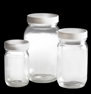Qorpak ValuLine Clear Standard Wide Bottles with PP F217/PTFE Lined Cap - BOTTLE, STD WM, PE FOAM CAP, CLR, 128OZ - 242600