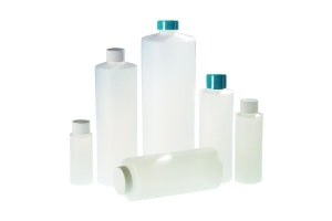 Qorpak Natural HDPE Cylinder Bottles W / Phenolic Ploycone Caps - BOTTLE, HDPE CYLINDER, CONE CAP, NAT, 8OZ - 244553