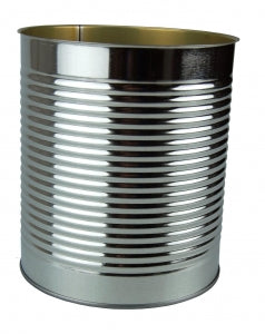Qorpak Enamel Lined Open Top Ribbed Round Can - CAN, OPEN TOP MTL, GRN ENM LND, SLV, 105.1OZ - 246179