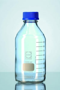 Qorpak DURAN Clear Narrow Lab Glass Bottles with PP Cap / Pour Ring - BOTTLE, 1L, CLR, GLASS, NARROW, W / PP CAP - 249286