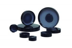 Qorpak 030 Solid PE Lined Phenolic Caps - Black Phenolic 0.030" Thick Solid Polyethylene-Lined Cap for 33-400 Neck, Bagged - CAP-00214