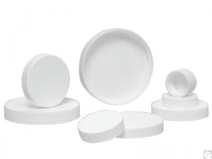 Qorpak SturdeeSeal PE Foam Lined Polypropylene Caps - SturdeeSeal PE Foam-Lined Ribbed Polypropylene Cap, White, 45-400 Neck Finish - CAP-05019