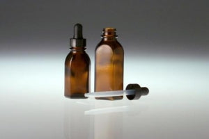 Qorpak Amber Glass Oval W/PP Dropper Assemblies - Oval Amber Glass Dropper Bottle with Black Phenolic Pulp Cap, 2 oz., 20-400 Neck Finish - GLA-00905