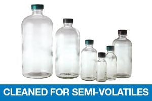 Qorpak Clear Boston Rounds BTLS Cleaned Semi-Volatiles W / Caps - BOTTLE, BSTN RND, PTFE DISC CP, CLR, 8OZ, S3 - GLC-01142