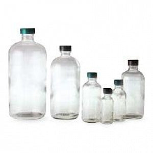 Qorpak Ultra-Clean Clear Boston Round Bottles - BOTTLE, BOSTON RND, PTFE CAP, CLR, 8OZ, UC - GLC-01153