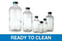Qorpak Ready-to-Clean Clear Boston Bottles with PP Cap / PTFE Disc - Boston Round Bottle with PTFE Disc and Polypropylene Cap, Clear, 16 oz. - GLC-01178