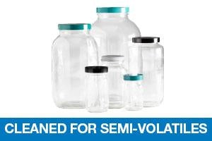 Qorpak Clear Glass Standard Wide BTLS Cleaned Semi-Volatiles - BOTTLE, STD WM, PTFE DISC CAP, CLR, 64OZ, S3 - GLC-01852