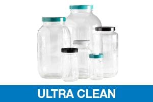 Qorpak Ultra-Clean Standard Wide-Mouth Bottles - BOTTLE, STD WM, PTFE CAP, CLR, 64OZ, UC - GLC-01860