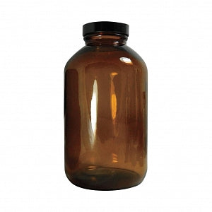 Qorpak Amber Wide Mouth Packer Bottles W/Phenolic PolyCone Cap - BOTTLE, WM PACKER, RBR CAP, AMB, 4OZ - GLC-02193