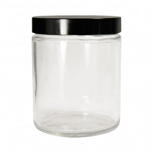 Qorpak Safety Coated Clear Glass Medium Round Bottles - Safety Coated Medium Round Bottle with Pulp / Vinyl-Lined Cap, Clear, 16 oz. - GLC-02239