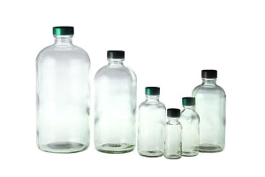 Qorpak Clear Boston Round BTLS W/Hole Cap / Silicone / PTFE Septa - BTL, BSTN RND, PTFE / SIL SPTA CP, CLR, 2OZ - GLC-05515