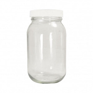 Qorpak Safety-Coated Clear 8 oz. Standard Bottle with Metal Cap - Safety Coated Standard Wide Mouth Bottle with Plastisol-Lined Cap, Clear, 8 oz. - GLC-05568