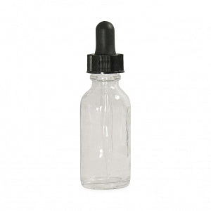 Qorpak Amber Glass Round Dropper W / PP Assembly - Round Clear Glass Dropper Bottle with Black Phenolic Pulp Cap, 1 oz., 20-400 Neck Finish - GLC-05723