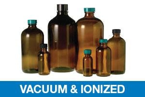 Qorpak Vacuum / Ionized Amber Boston Round Bottle with Thermoset F217/PTFE - Vacuum and Ionized Boston Round Bottle with PTFE-Lined Cap, Amber, 4 oz. - GLC-07103