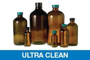 Qorpak Ultra-Clean Amber Boston Round Bottles - BOTTLE, BOSTON RND, PTFE CAP, AMB, 1OZ, UC - GLC-11319