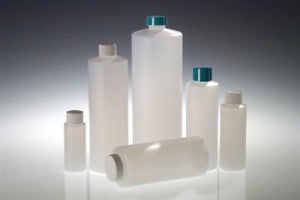 Qorpak Natural HDPE Cylinder Bottles W / Phenolic Ploycone Caps - BOTTLE, HDPE CYLINDER, CONE CAP, NAT, 32OZ - PLC-03443