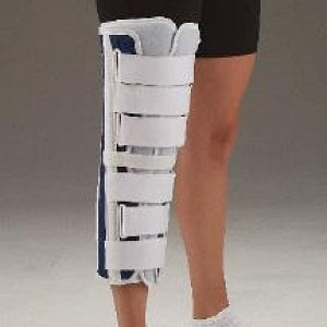 DeRoyal Knee Immobilizer - Deluxe Canvas / Foam Tri-Panel Adjustable Knee Immobilizer, 14" Long - 1140917