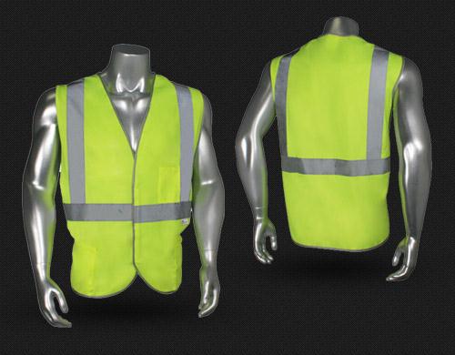 Mesh Safety Vest, Green with Reflective Stripes, Size 2XL