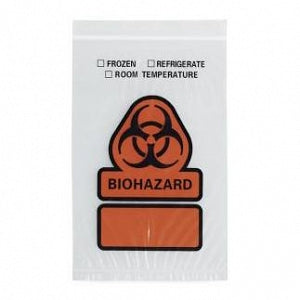 RD Plastics Biohazard-Printed 3-Wall Reclosable Bags - Biohazard Specimen Bag, 12" x 15" - Q606