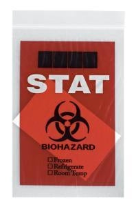 Rd Plastics Co Inc Biohazard Printed 3 Wall Bags with Absorbent Pad - Biohazard Bag, 3-Wall, Zip Closure with Absorbent Pad, 6" x 9" - Q793