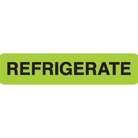 Refrigeration Communication REFRIGERATE" - Fluorescent green with black text - 1.625"W x 0.375"H