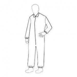 VWR Scientific Products Tyvek IsoClean Coveralls - Tyvek IsoClean Coveralls with Elastic Wrists and Ankles Storm Flap Front Zipper and Serged Seams, Clean Processed, White, Size M - IC181SWHMD00250C