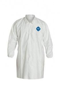 DuPont Tyvek Frocks-Series 211 - Tyvek Lab Coat, Front Snap, Elastic Wrist, White, Size 4XL - TY211SWH4X003000