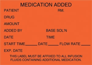 Centurion Centurion Nursing IV Bag Labels - Orange Medication Added Label - RL2404K