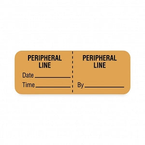 United Ad Label Co. Drug Tape / Labels - Peripheral IV Line Identification Label, Fluorescent Orange, 2" x 3/4", Permanent, 470 Labels / Roll - ULLI200