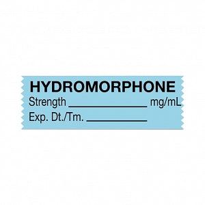 United Ad Label Co. Drug Tape / Labels - Hydromorphone Label Tape, Strength (mg / mL), Expiration Date / Time, Light Blue, 1-1/2" x 1/2", Removable, 500"/Roll - ULTJ004