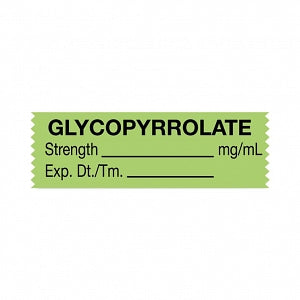 United Ad Label Co. Drug Tape / Labels - Gylcopyrrolate Label Tape, Strength (mg / mL), Expiration Date / Time, Green, 1-1/2" x 1/2", Removable, 500"/Roll - ULTJ078