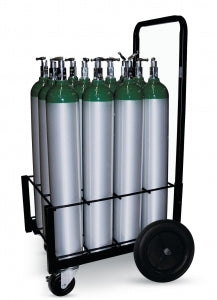 Responsive Respiratory Inc. Cylinder Transport Racks - Oxygen Cylinder Cart, 12-Cylinder Capacity, D / E Tanks - RRI1500175